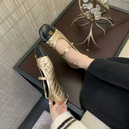 Spring and Autumn temperament commuting shallow mouth single shoe square toe Mary Zhen single shoe women