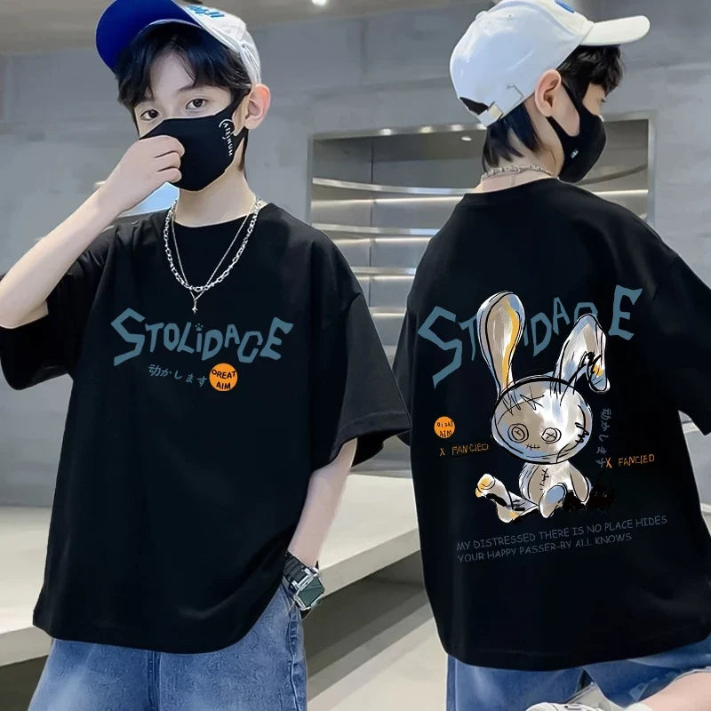 Summer Kids Clothes Short Sleeve T Shirts Boys Clothes Streetwear fashion Print Cartoon T Shirt 100%Cotton Tops Tees Children