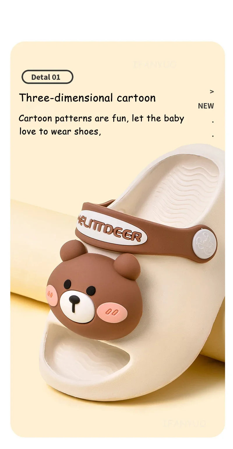 Newborn Baby Slippers Kids Shoes Summer Cute Animal Cartoon Bear Boys Girls Infant Child Comfortable Non-slip Sandals Kids Shoes
