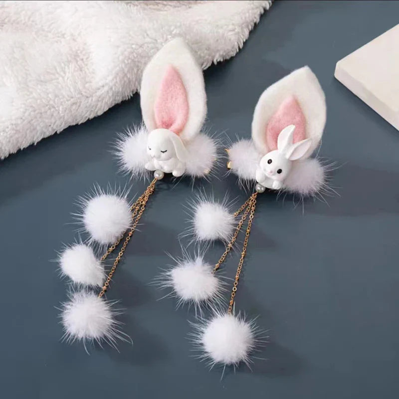 Children's Hairball Little Rabbit Hair Clip Hanfu Headwear Ancient Style Costume Hairball Pair Clip