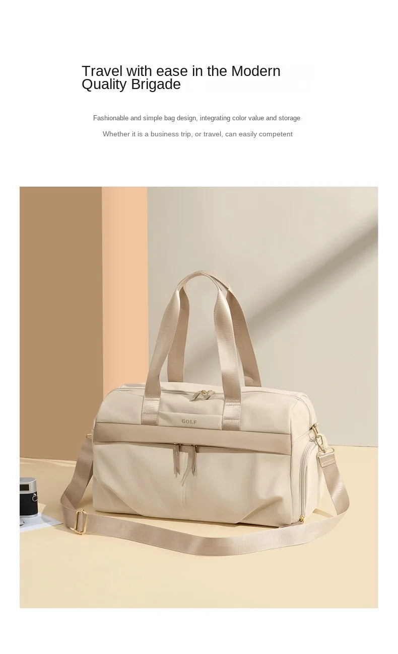 GOLF Travel Bag Hand Luggage Women Duffle Bag with Shoe Compartment Foldable Nylon Travel Handbag Lightweight Dry Wet Separation