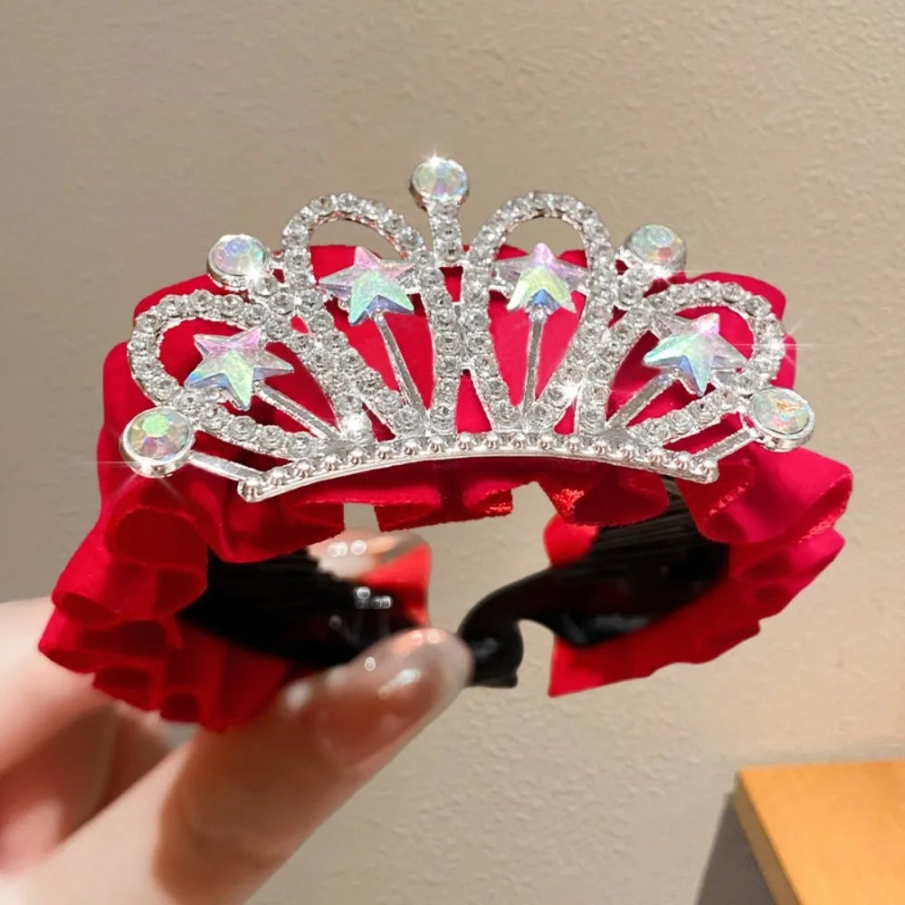 Children's New Year Crown Pearl Crystal Chinese Hair Claw Rhinestone for Princess Dress