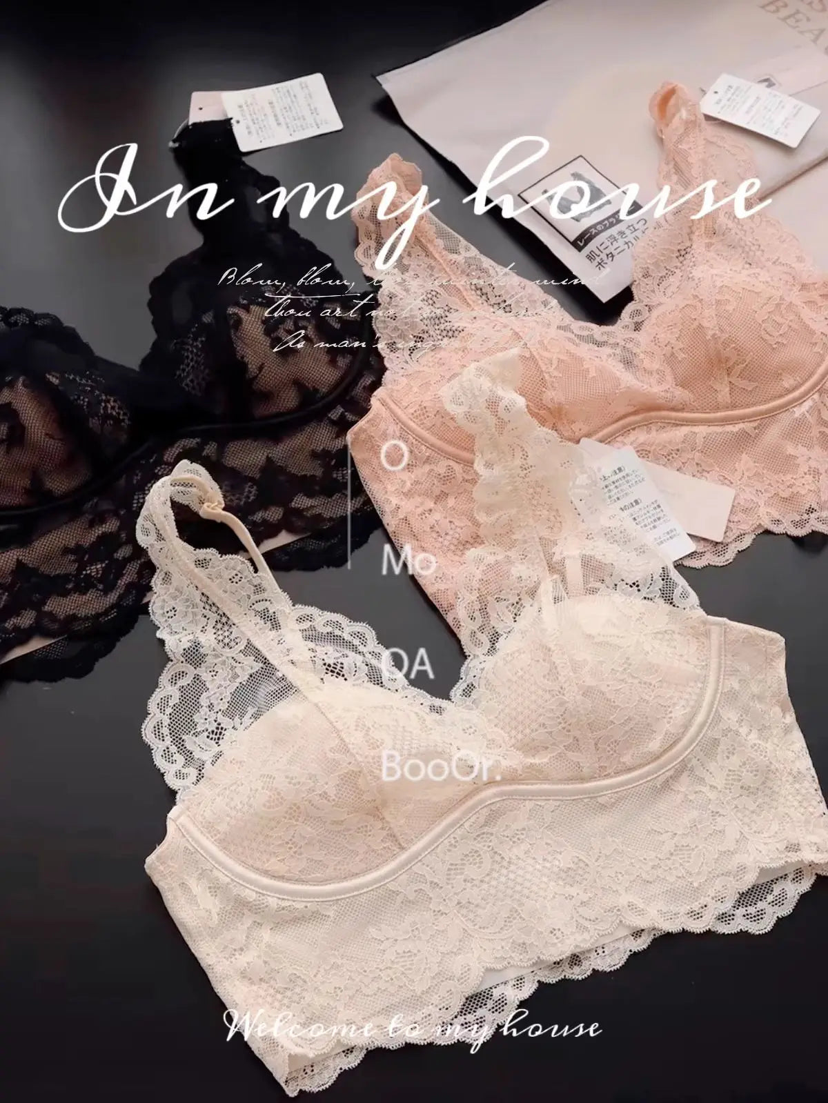 French Lace Lingerie Gathered No Steel Ring Bra Deep V Neck Sexy Wire Free Bras Underwear Tank Tops Padded Camisole Vest