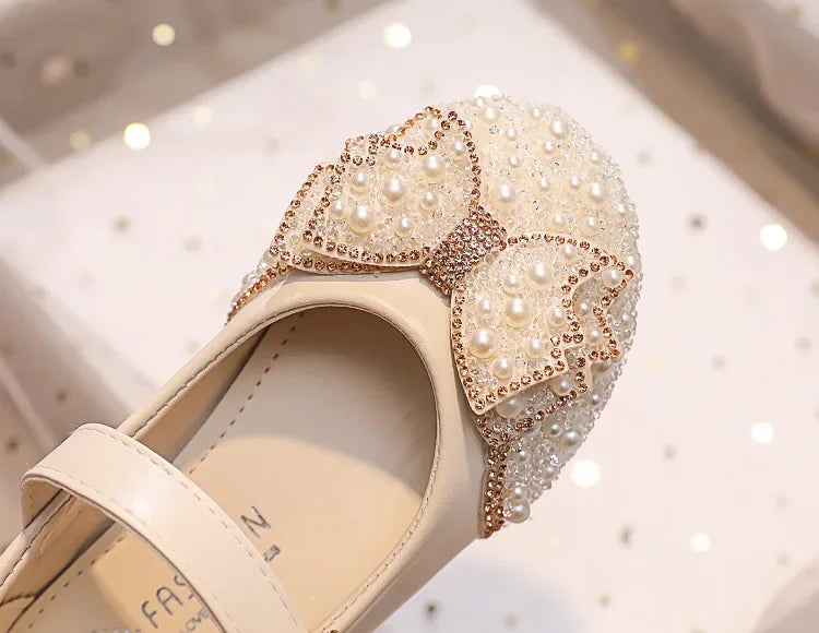 Children Princess Shoes Glitter Party Wedding Shoes for Girls Fashion Rhinestone Toddlers Ballet Flats Causal Kids Leather Shoes