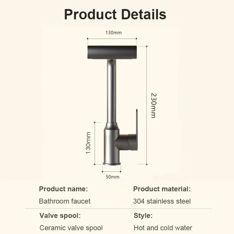 Basin Faucet Kitchen Sink Faucet Stainless Steel Hot and Cold Tap Toilet Water Mixer Tap Bathroom Accessories