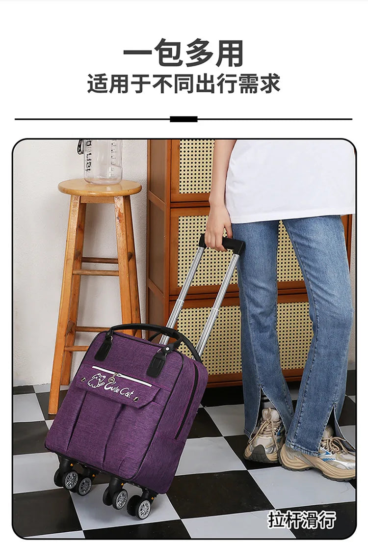 Portable Travel Luggage Bags 4 Wheels Big Capacity Unisex Trolly Travel Duffels Men New Rolling Suitcase Women Wheel Travel Bags