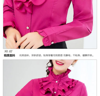Women Blouse Lace Stand Collar Shirt Women Long Sleeve Autumn  Winter Top Shirt Blusas Ropa De Mujer