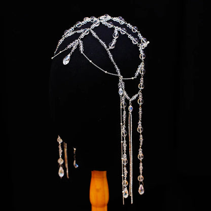 Bridal Beauty Waterdrop Headdress Crystal Forehead Chain Women Hair Jewelry Wedding Accessories Tassel Tiaras Crowns