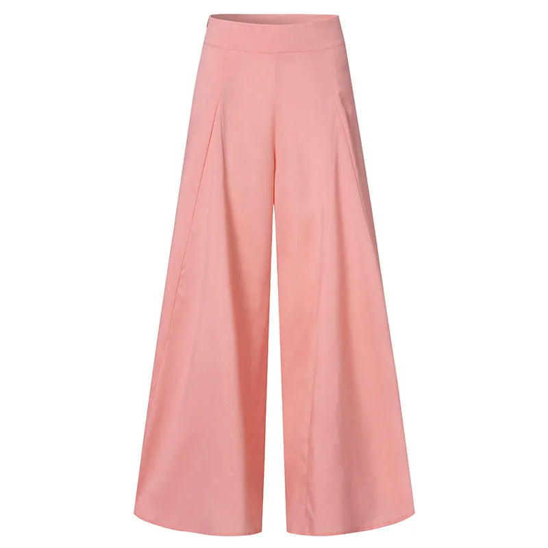 Fashion Women High Waist Wide Leg Pants Spring Autumn Female Elegant Flare Trousers Casual Solid Holiday Loose Long Pant New (Available)