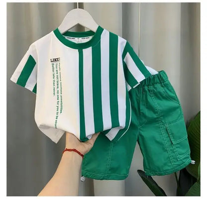 Summer Boy Clothing Suit New Children's Clothes Set Boys Short Sleeve T-Shirt Shorts 2 Piece Set Kids Sportswear Suit 2 4 6 8Y [Avaiilable]