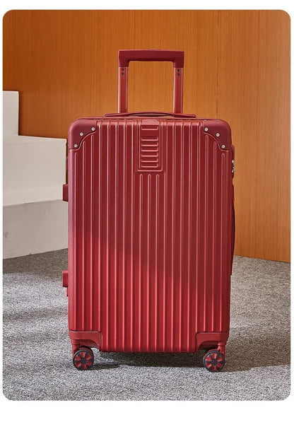 100% Aluminum Magnesium Alloy Luggage Trolley - 20-28 Inch Carry-On With Cup Holder | Lightweight Travel Suitcase