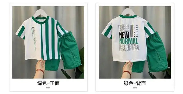 Summer Boy Clothing Suit New Children's Clothes Set Boys Short Sleeve T-Shirt Shorts 2 Piece Set Kids Sportswear Suit 2 4 6 8Y [Avaiilable]