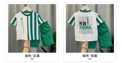 Summer Boy Clothing Suit New Children's Clothes Set Boys Short Sleeve T-Shirt Shorts 2 Piece Set Kids Sportswear Suit 2 4 6 8Y [Avaiilable]