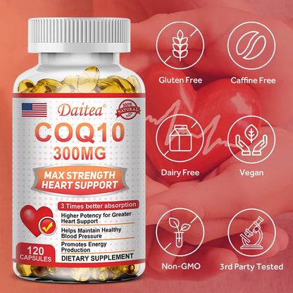 Coenzyme Q10 Capsules, 300 Mg Each, To Promote Cardiovascular Health and Heart Health, Provide Energy To Support Joint Health