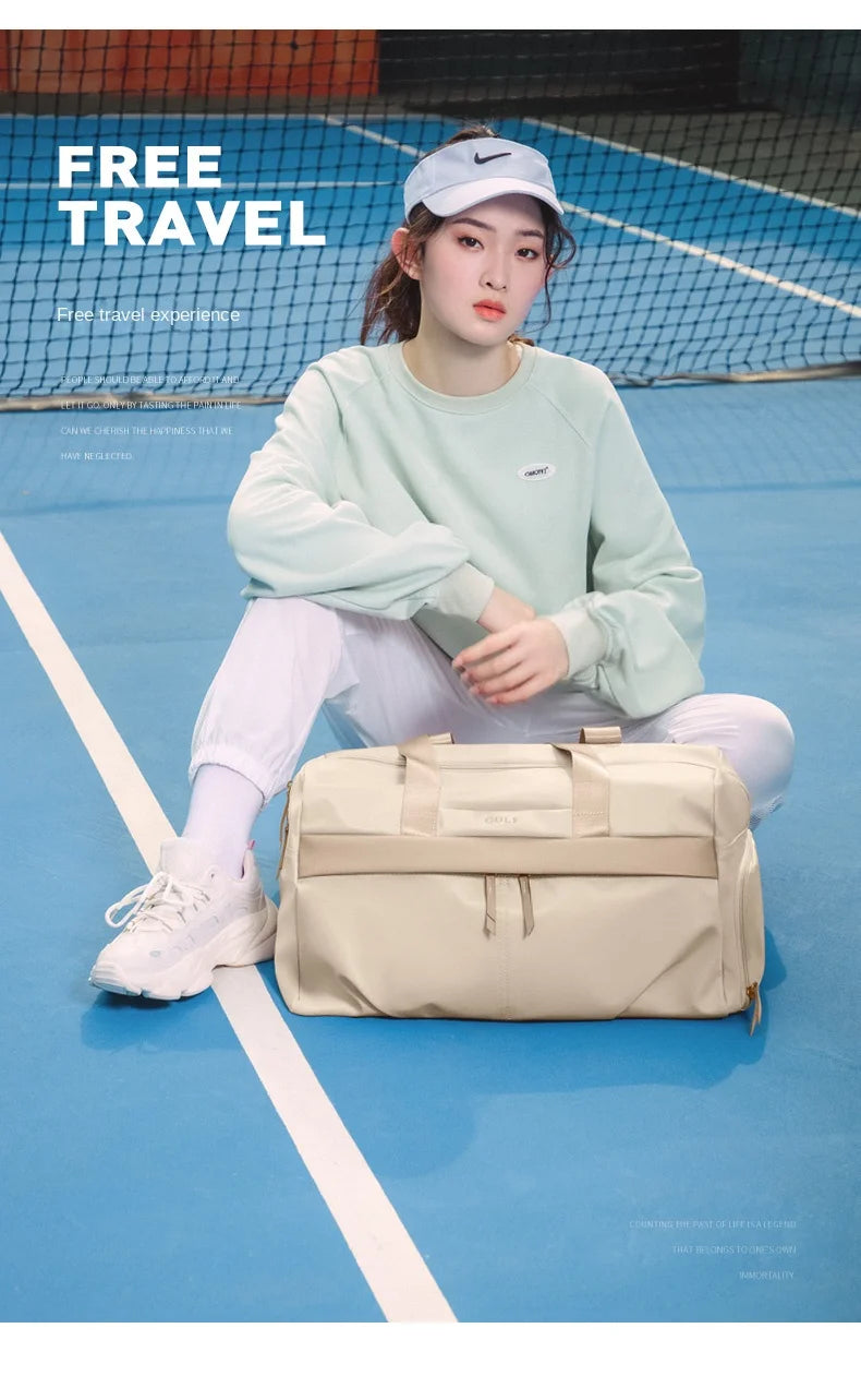 GOLF Travel Bag Hand Luggage Women Duffle Bag with Shoe Compartment Foldable Nylon Travel Handbag Lightweight Dry Wet Separation