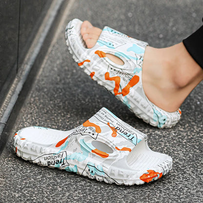 New Stylish Summer Men Shoes Comfortable Male Beach Slippers Soft Slides Non-slip Massage Indoor Fashion Slippers Outdoor 887