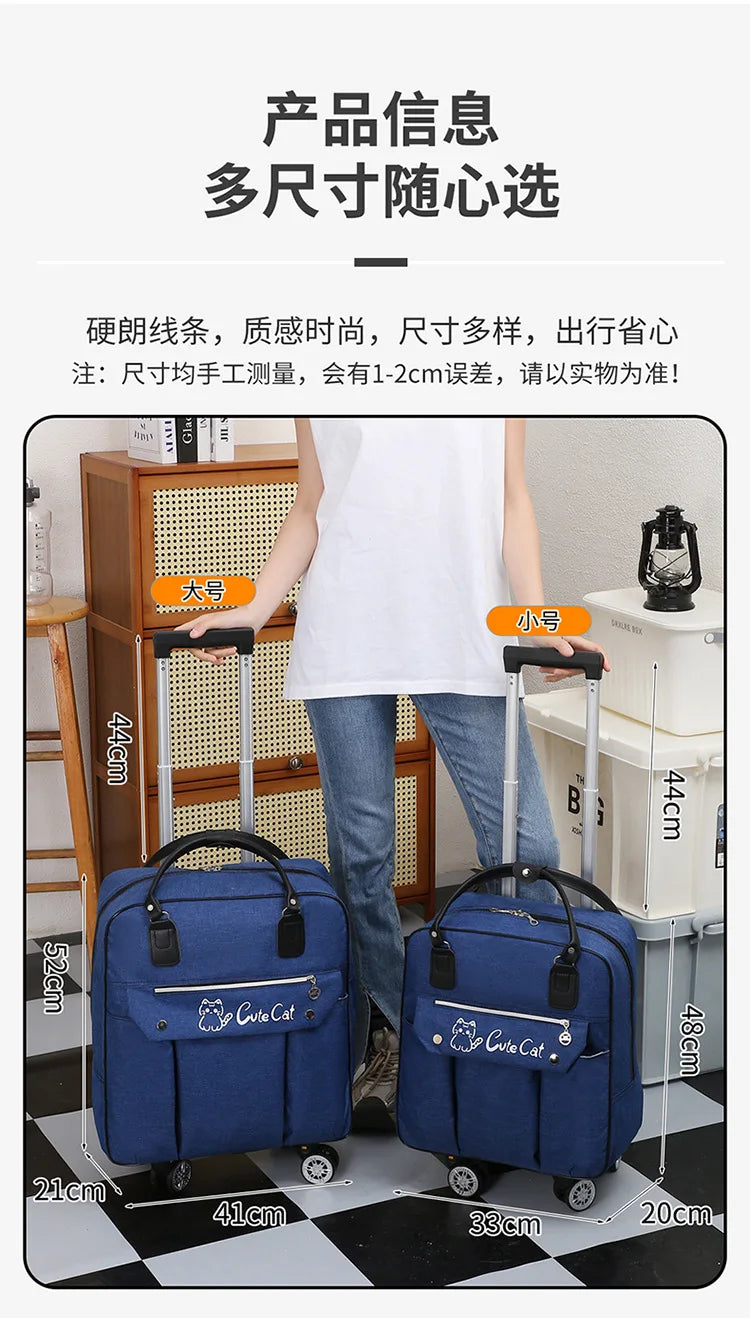 Portable Travel Luggage Bags 4 Wheels Big Capacity Unisex Trolly Travel Duffels Men New Rolling Suitcase Women Wheel Travel Bags