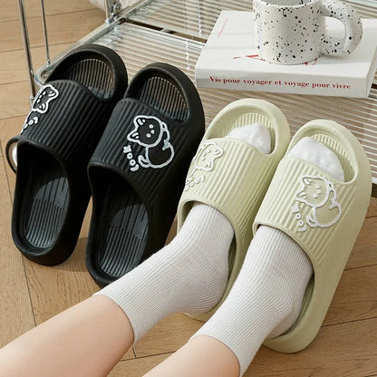 Summer Slippers Bathroom Platform Non-Slip Home Bear Cartoon Flip Flops Beach  Sandals Slides Indoor Outdoor