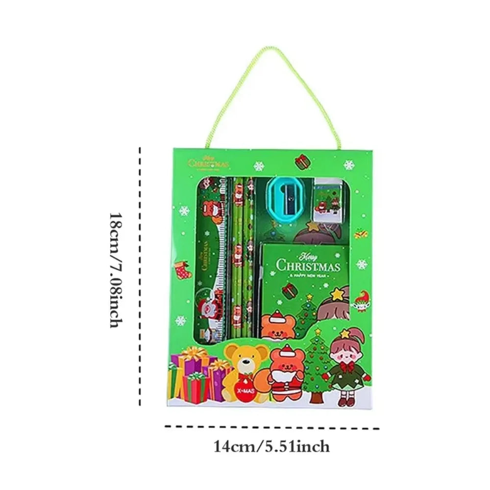 Pencil Stationery Set GIfted By Santa Claus Children Student Office Supplies Kawaii Kids Prize Birthday Christmas New Year