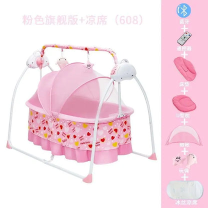 Electric Cradle Bed Multi-Functional Foldable Baby Cradle Newborn Enlarged Sleep Soothing Rocking Bed