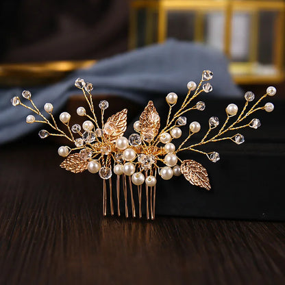 Wedding Hair Accessories Flower Hair Clips Hairpin Crystal Bride Headdress for Women Faux Pearl Barrettes Hair Combs Hair Decor