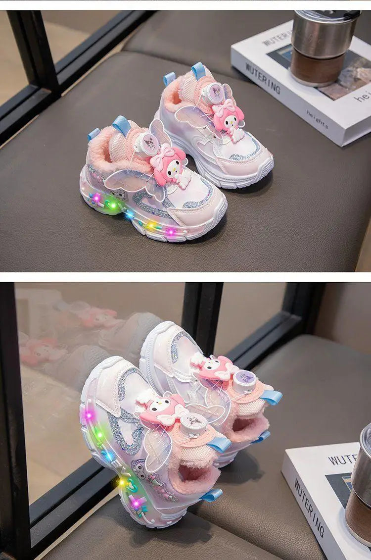 Sanrios Girls Sneakers My Melody Winter New Style Cotton Boots Cartoon Fashion Sports Casual Shoes Kawaii Cute Kids Cotton Shoes