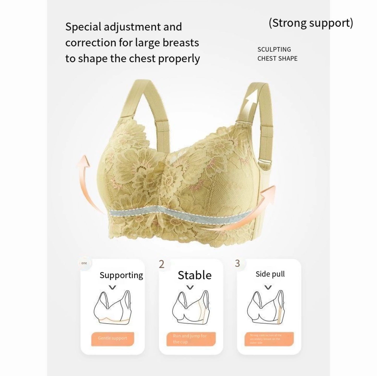 Lace honeycomb cup underwear plus size underwired full cup breathable anti sagging tucked pair breast bra