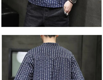 Men's Light Blue Denim Shirt Oversized Short Sleeve Button-Down Casual Top(Available)