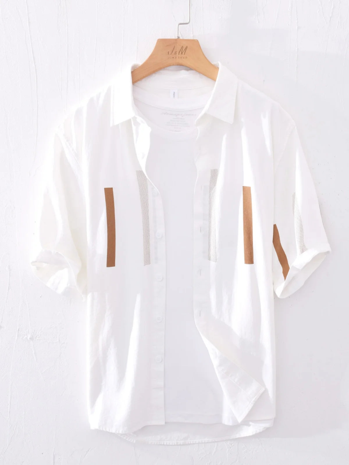 Comfortable Casual Loose Men's ort Sve irt Breathable Polyester Fiber Summer Faionable Japanese Sle Striped irt(Available)
