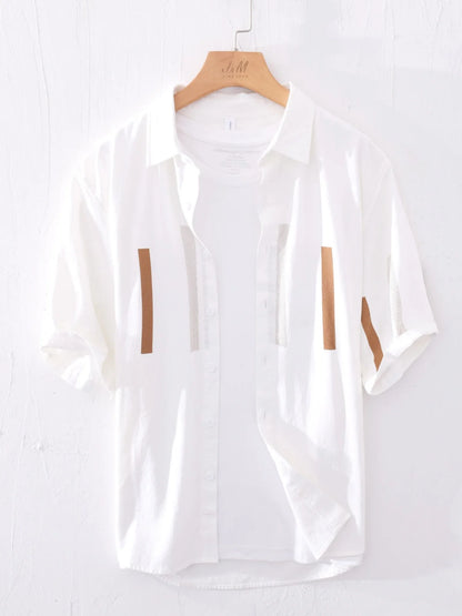 Comfortable Casual Loose Men's ort Sve irt Breathable Polyester Fiber Summer Faionable Japanese Sle Striped irt(Available)