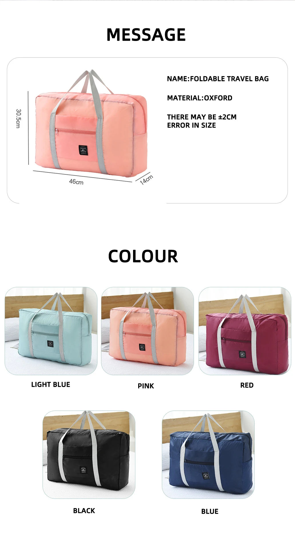Travel Handbag, Luggage Bag, Travel Storage Bag, Large Capacity Single Shoulder Airplane Bag, Women's Waterproof Folding Bag