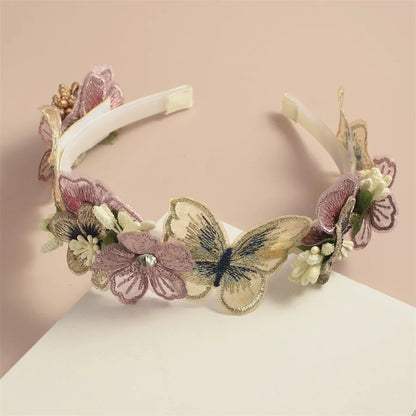 Advanced Handmade Flower Girls Headbands Cute Pearl Feather Wedding Crown Princess Dance Party Headwear Fashion Hoop Accessories