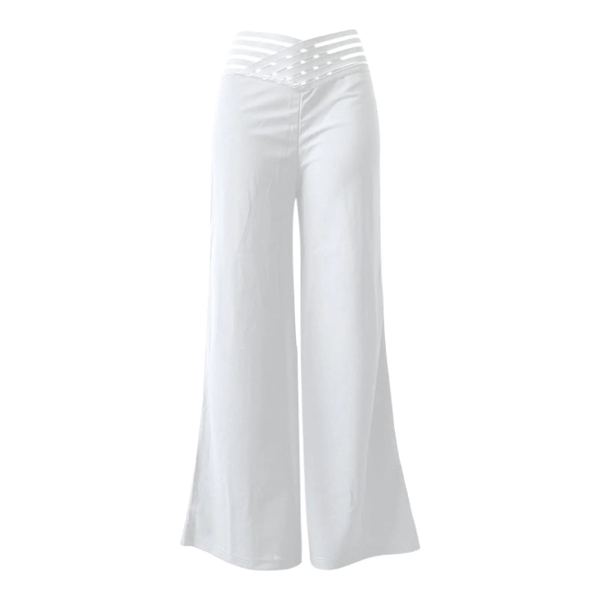 Women Wide Leg Flared Pants  Spring Casual Crisscross Sheer Mesh Patch High Waist Trousers Y2k Streetwear Elegant Work Pant (Available)