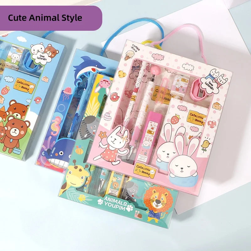 5/8 Stationery Set Notebook Pencil Automatic Pencil Pencil Cap Pencil Sharpener Pencil Refill Geometric Ruler Eraser for Kids