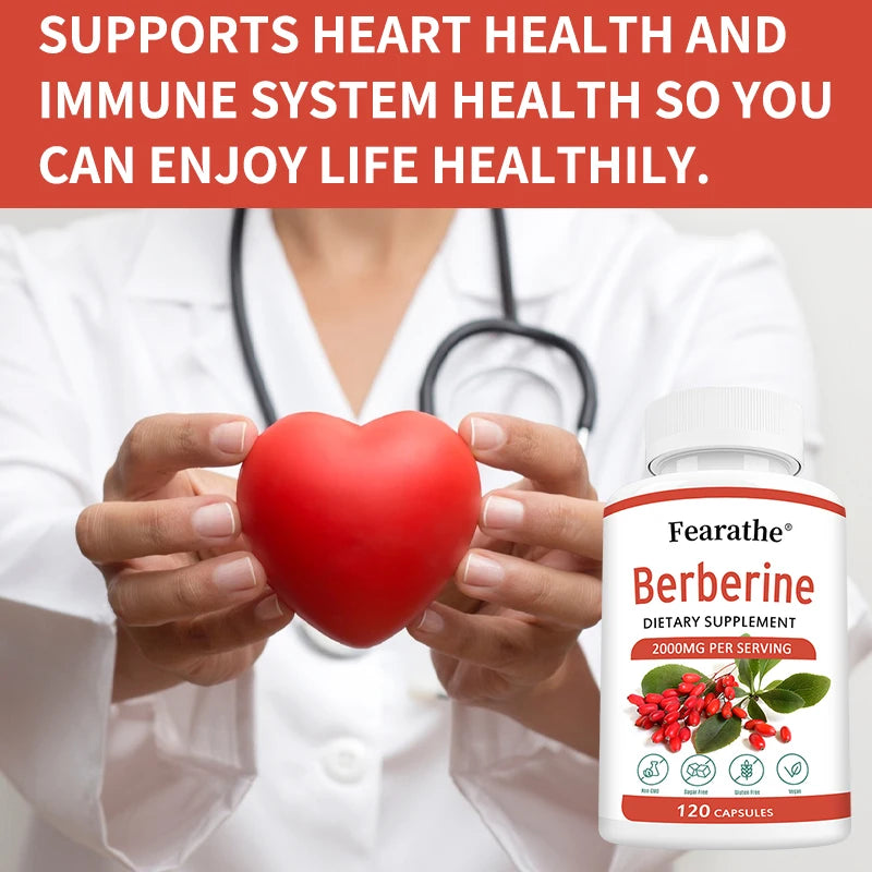 Berberine Capsules 2000mg  - Cardiovascular and Digestive Health,Balance Liver Health Digestion,Non-GMO