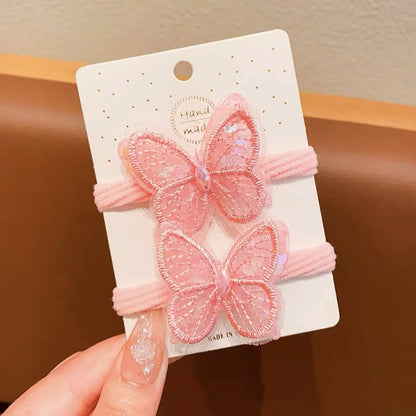 Girls Hair Rope Sequins Butterfly Elastic Hair Bands Candy Colors Scrunchies Ponytail Holder Rubber Bands