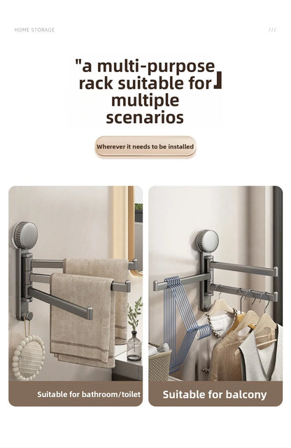 Suction Cup Cloth Rack Kitchen Storage Rack Wall-Mounted No-Drill Bathroom Organizer Draining Rack Hanging Dishcloth Towel Rod