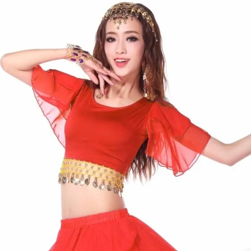Multi Color Performances Blouse Swirling Tassels Detail Dancewear Costume