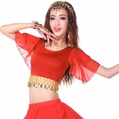 Multi Color Performances Blouse Swirling Tassels Detail Dancewear Costume