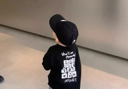Boys' Short Sleeved Pure Cotton Base Shirt Loose Breathable Handsome Letter Button Stylish