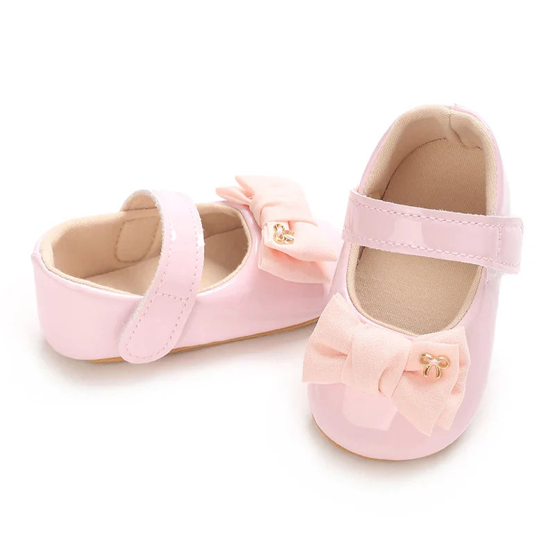 Spring and Autumn Bow Mary Jane Princess Shoes  Baby Girl Rubber Bottom Anti slip Sneaker