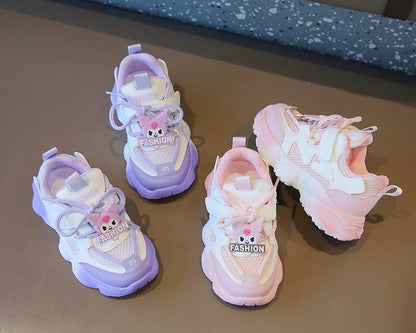 2026 Girls Kuromi Autumn New Board Shoes Sanrio Sports Dad Shoes Children Cartoon Kawaii Comfortable Breathable Casual Shoes