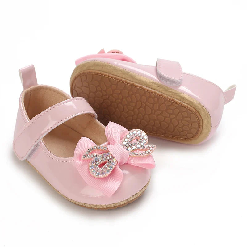 Spring and Autumn Bow Mary Jane Princess Shoes  Baby Girl Rubber Bottom Anti slip Sneaker