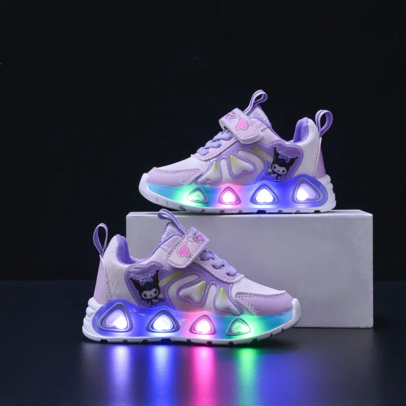 Tenis Children Led Shoe Girls Lighted Sneakers Glowing Shoe for Kids Soft Soled Breathable Casual Toddler Ctue Kuromi Baby Shoes