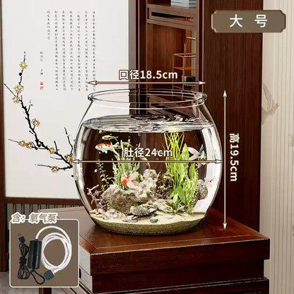 PET Transparent Fish Tank  Durable Desktop Goldfish Turtle Tank Drop-Resistant Hydroponic Plant Holder  Round Water Basin