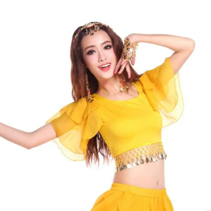 Multi Color Performances Blouse Swirling Tassels Detail Dancewear Costume