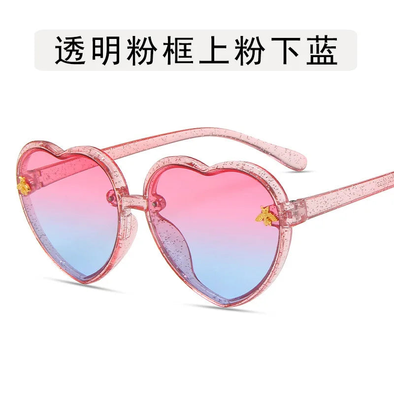 Children Sunglasses Heart-Shape Baby Gradient Sun Shade Cartoon Summer Girls Sunglasses Travel Beach Lovely Sunglasses