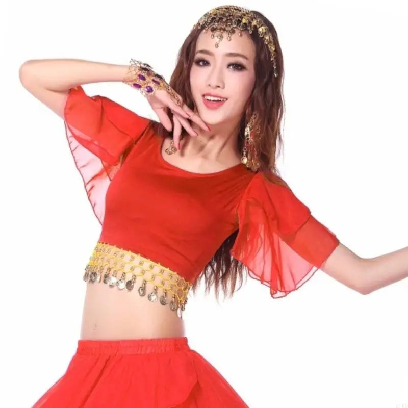 Multi Color Performances Blouse Swirling Tassels Detail Dancewear Costume