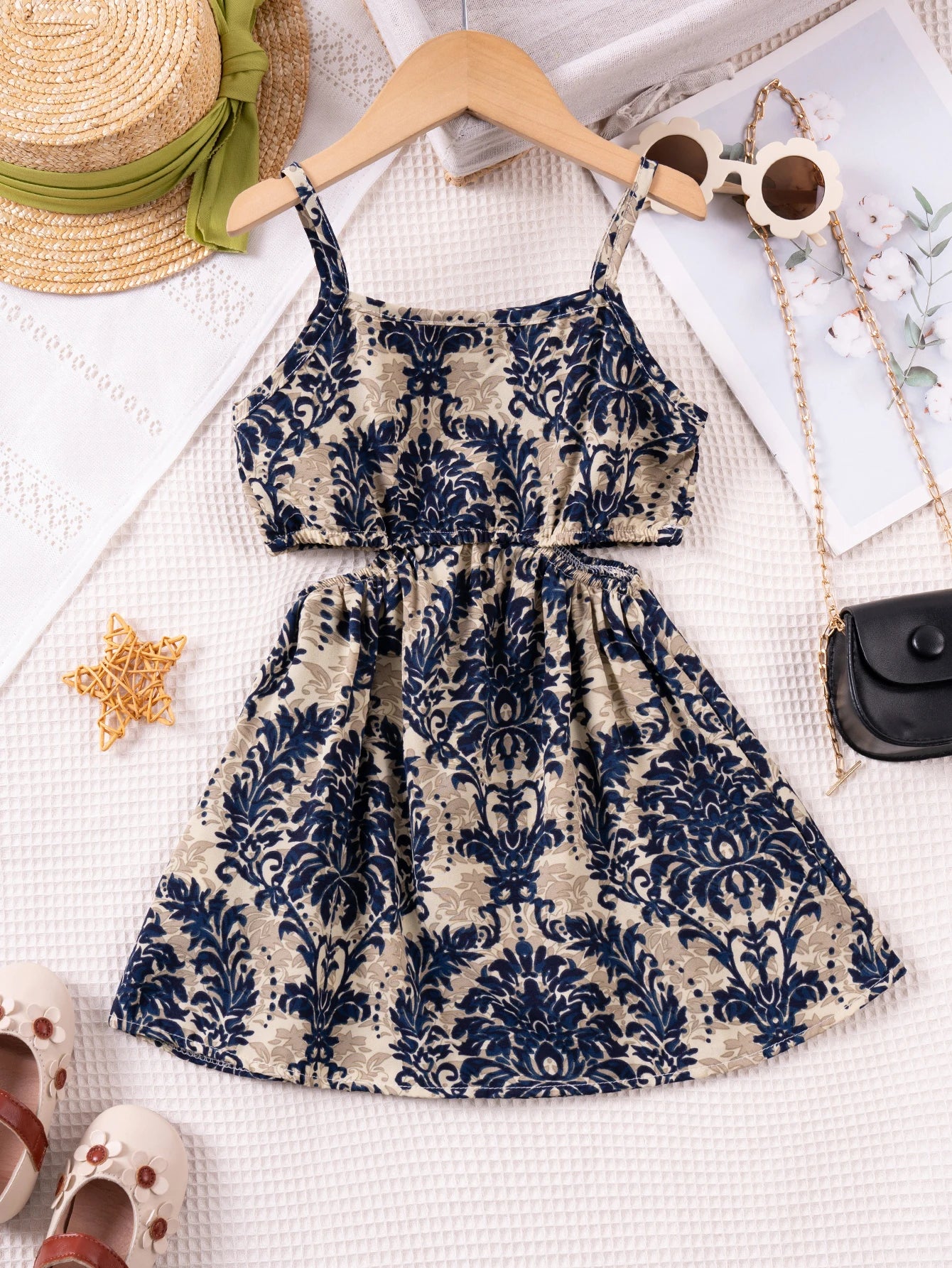 Girl's Summer Fashion Dress - Elegant and Atmospheric Printed Dress, Comfortable Fabric with Stylish Version, Daily Wear, Birthd