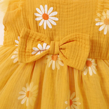 Toddler Girl's Summer Dress Small Daisy Sleeveless Tulle Holiday Party Princess DressSuitable for Cute Girls Aged 1-5 Years